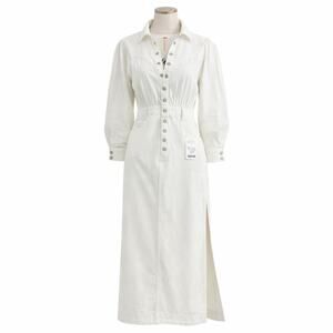 Free People Mad Love White Denim Midi Dress • Size Small • NWT